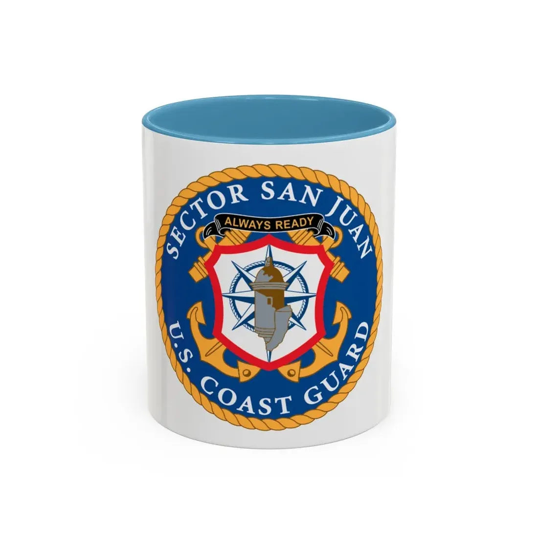 USCG Sector San Juan (U.S. Coast Guard) Accent Coffee Mug 11oz Light Blue - Go Mug Yourself