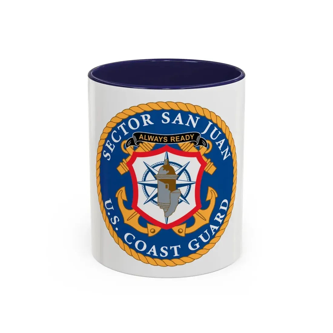 USCG Sector San Juan (U.S. Coast Guard) Accent Coffee Mug 11oz Navy - Go Mug Yourself