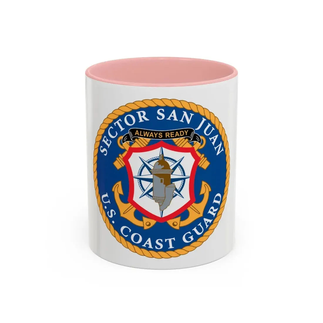 USCG Sector San Juan (U.S. Coast Guard) Accent Coffee Mug 11oz Pink - Go Mug Yourself