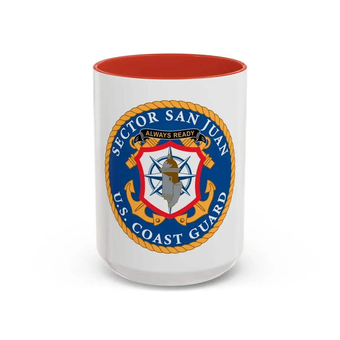 USCG Sector San Juan (U.S. Coast Guard) Accent Coffee Mug 15oz Red - Go Mug Yourself