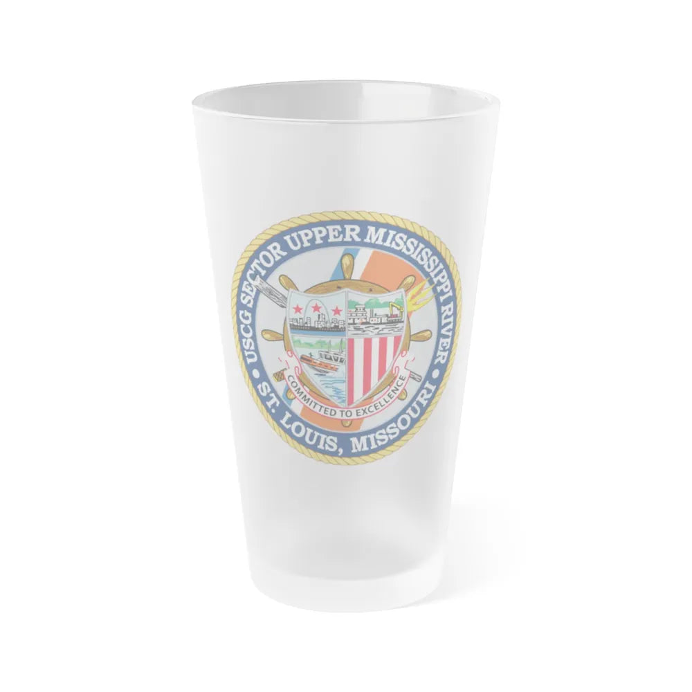 USCG Sector Upper Mississippi River (U.S. Coast Guard) Frosted Pint Glass 16oz-Go Mug Yourself