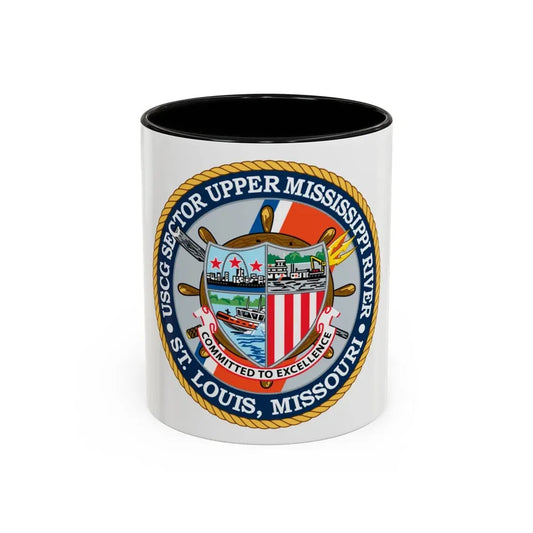USCG Sector Upper Mississippi River (U.S. Coast Guard) Accent Coffee Mug 11oz Black - Go Mug Yourself