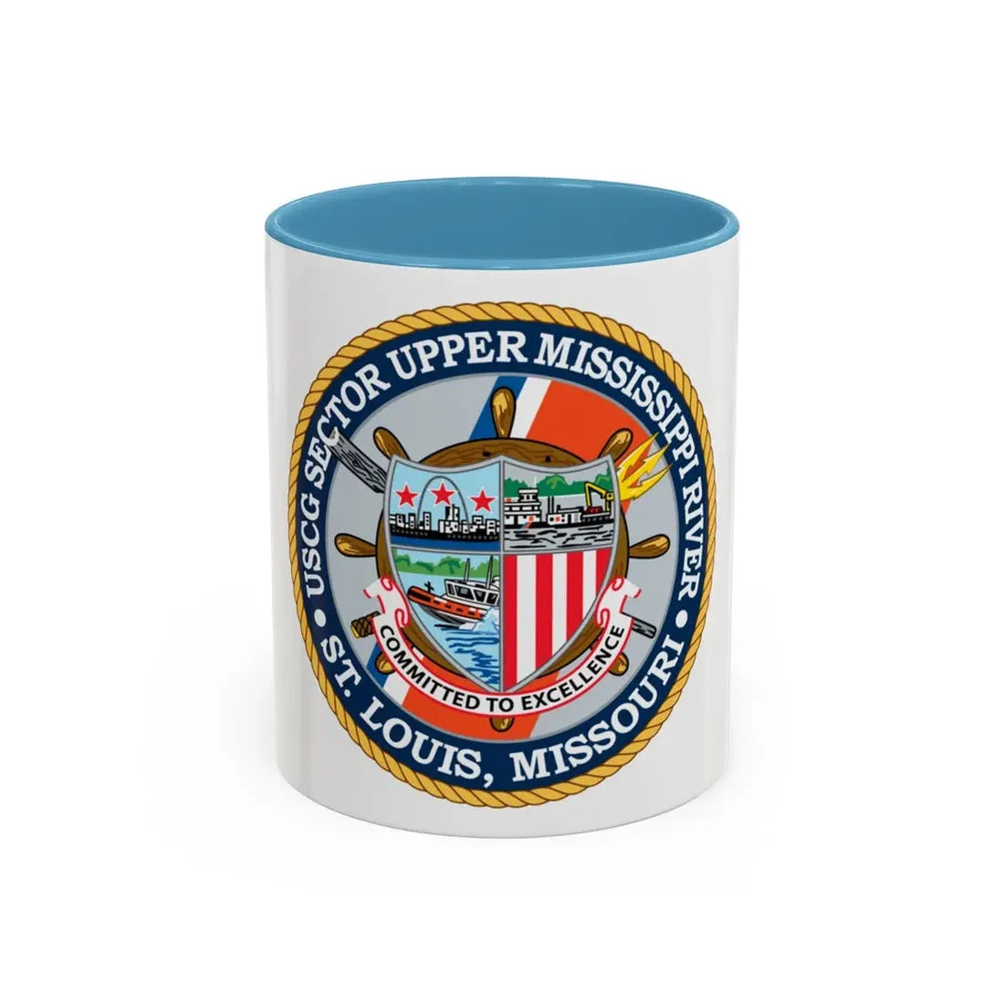 USCG Sector Upper Mississippi River (U.S. Coast Guard) Accent Coffee Mug 11oz Light Blue - Go Mug Yourself
