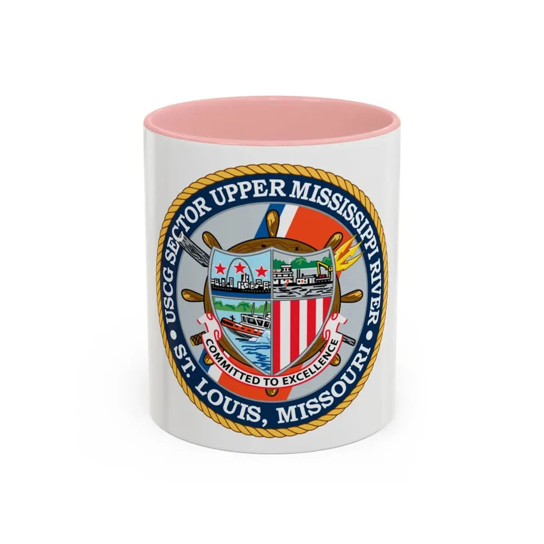 USCG Sector Upper Mississippi River (U.S. Coast Guard) Accent Coffee Mug 11oz Pink - Go Mug Yourself