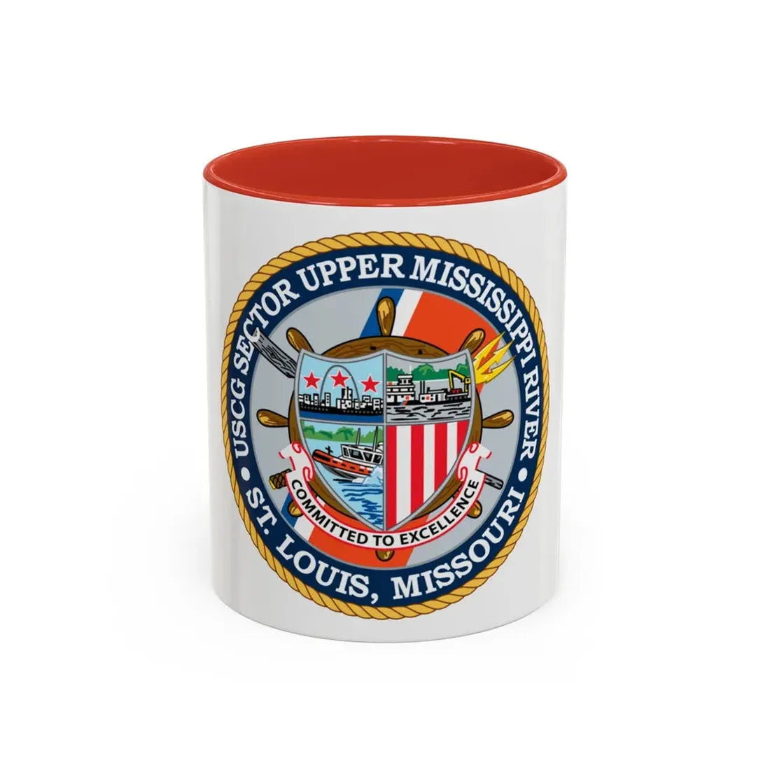USCG Sector Upper Mississippi River (U.S. Coast Guard) Accent Coffee Mug 11oz Red - Go Mug Yourself