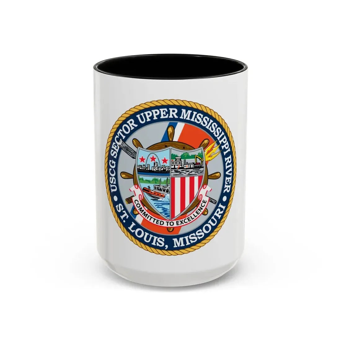 USCG Sector Upper Mississippi River (U.S. Coast Guard) Accent Coffee Mug 15oz Black - Go Mug Yourself