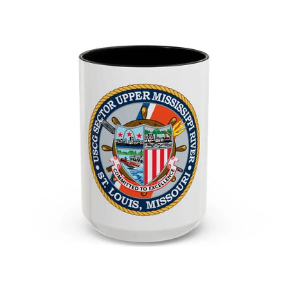 USCG Sector Upper Mississippi River (U.S. Coast Guard) Accent Coffee Mug 15oz Black - Go Mug Yourself