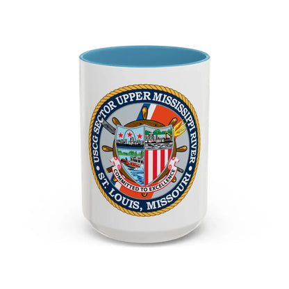 USCG Sector Upper Mississippi River (U.S. Coast Guard) Accent Coffee Mug 15oz Light Blue - Go Mug Yourself