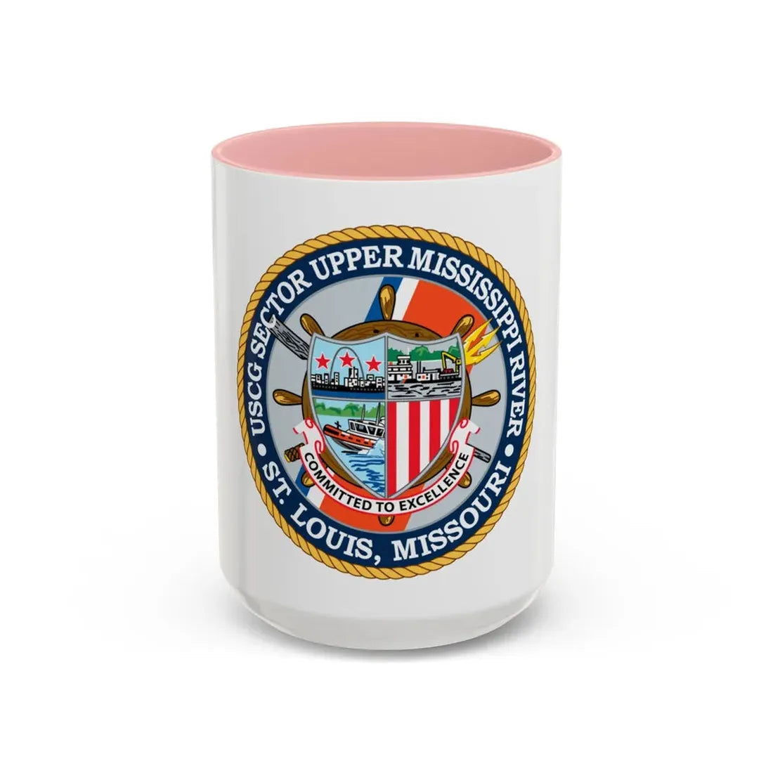 USCG Sector Upper Mississippi River (U.S. Coast Guard) Accent Coffee Mug 15oz Pink - Go Mug Yourself