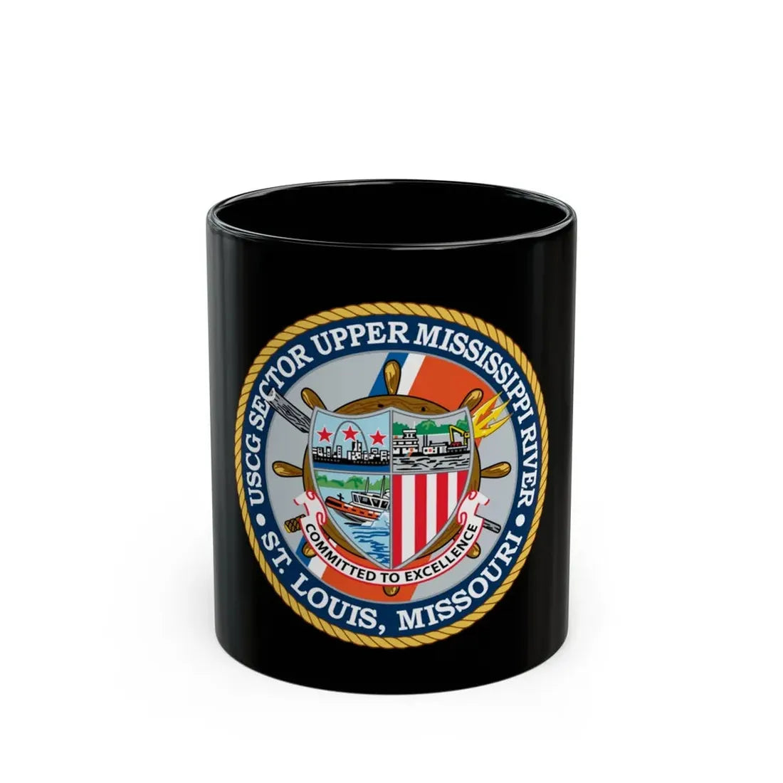 USCG Sector Upper Mississippi River (U.S. Coast Guard) Black Coffee Mug 11oz - Go Mug Yourself