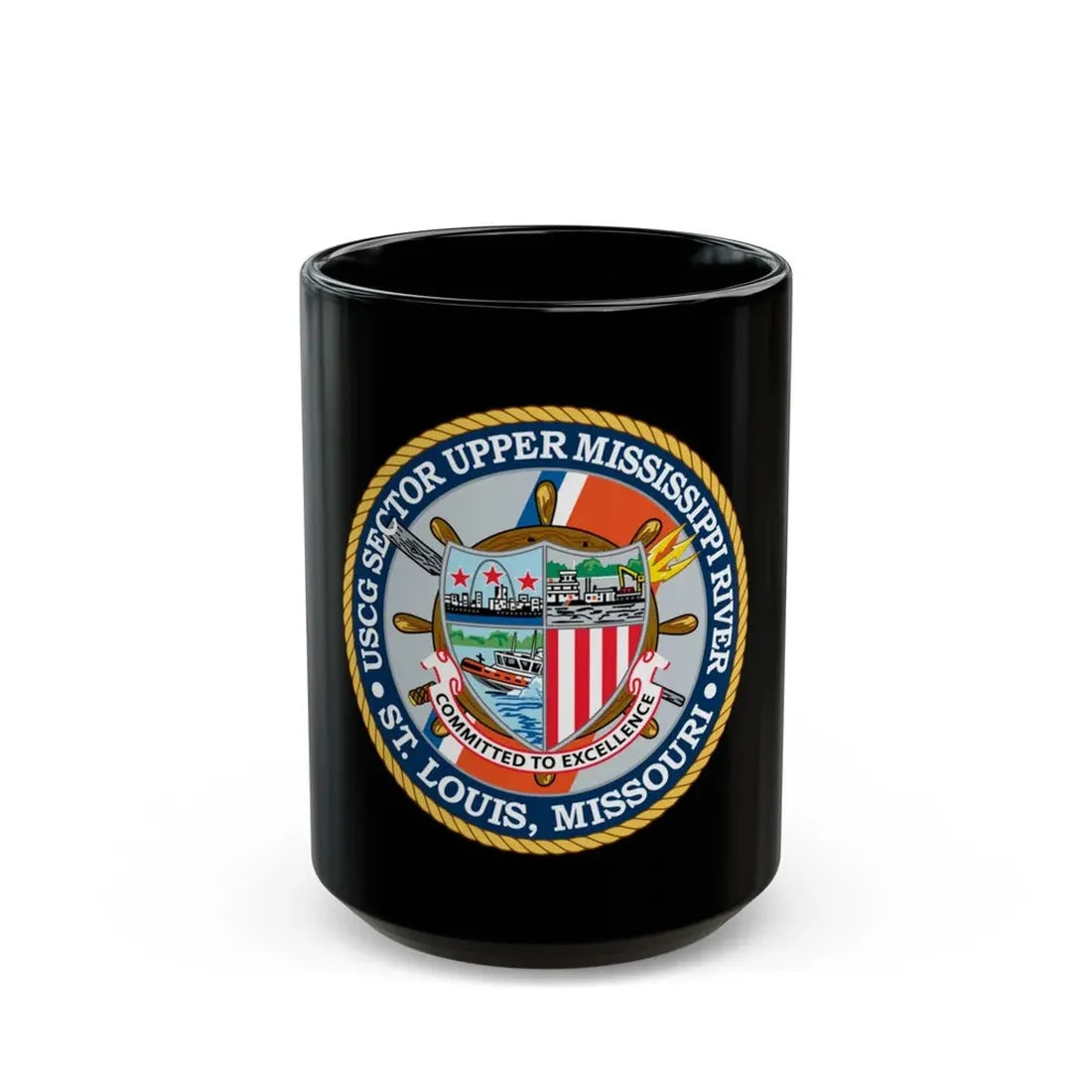 USCG Sector Upper Mississippi River (U.S. Coast Guard) Black Coffee Mug 15oz - Go Mug Yourself