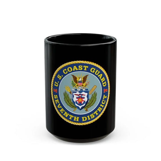 USCG Seventh District (U.S. Coast Guard) Black Coffee Mug-15oz-Go Mug Yourself