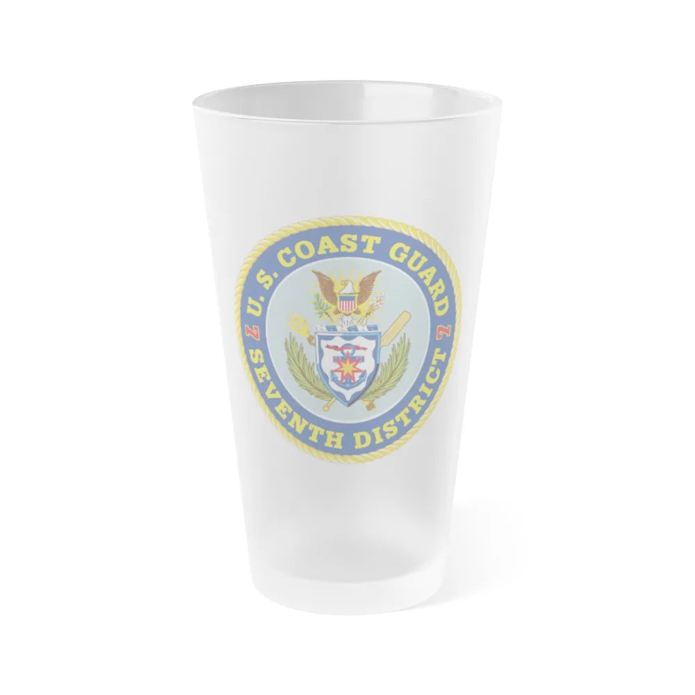 USCG Seventh District (U.S. Coast Guard) Frosted Pint Glass 16oz-Go Mug Yourself