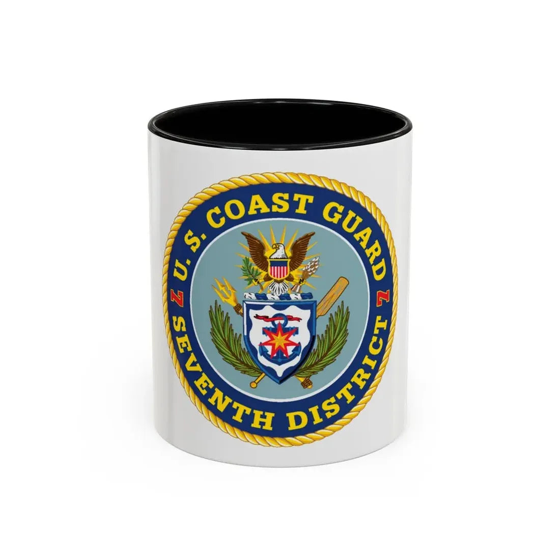 USCG Seventh District (U.S. Coast Guard) Accent Coffee Mug 11oz Black - Go Mug Yourself