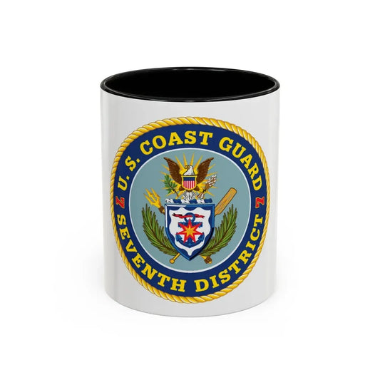 USCG Seventh District (U.S. Coast Guard) Accent Coffee Mug 11oz Black - Go Mug Yourself