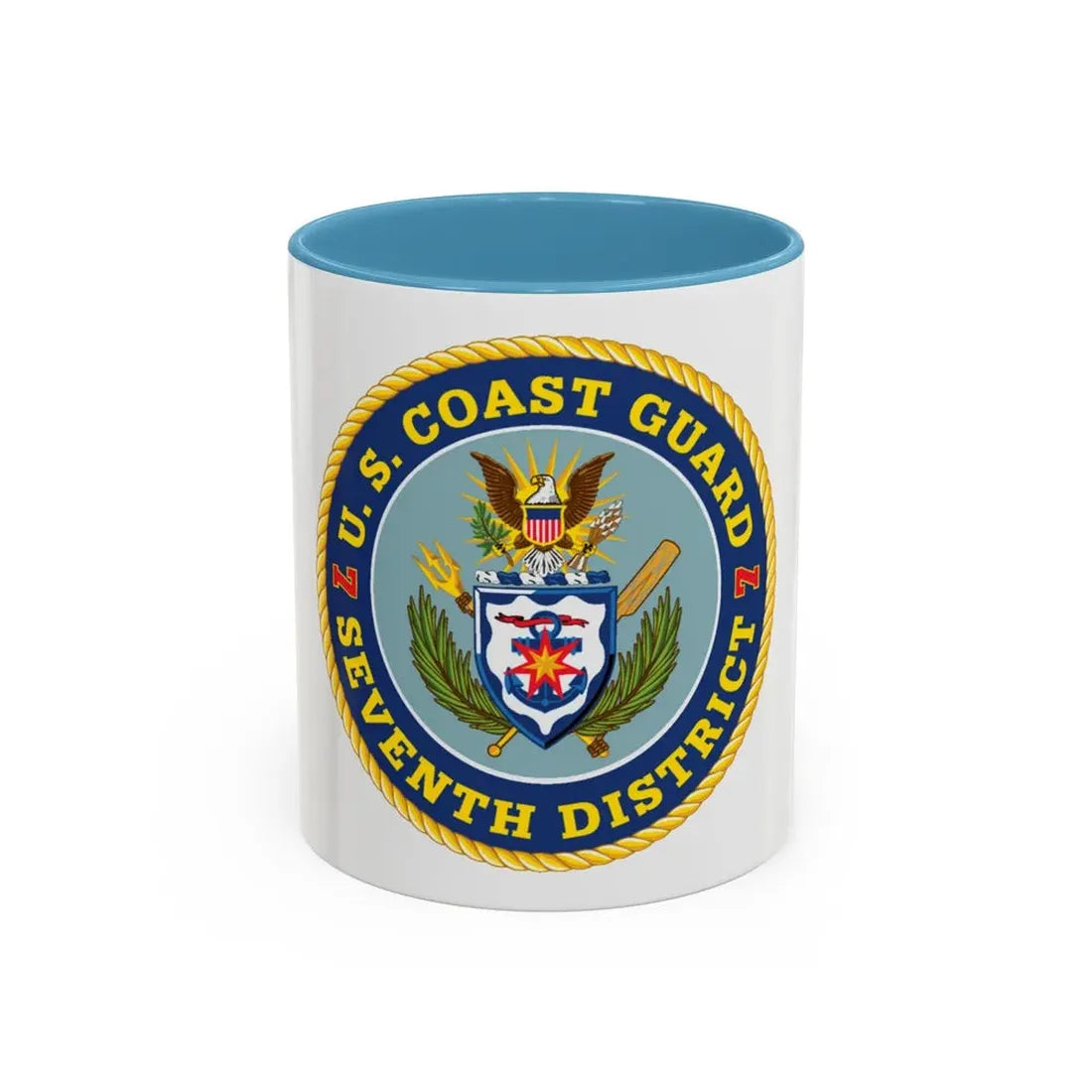 USCG Seventh District (U.S. Coast Guard) Accent Coffee Mug 11oz Light Blue - Go Mug Yourself