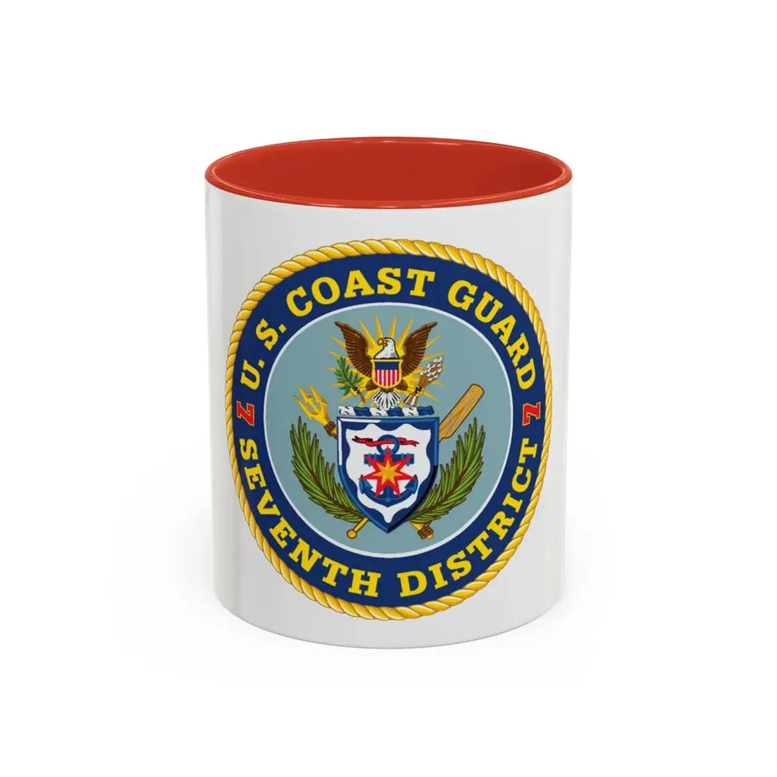 USCG Seventh District (U.S. Coast Guard) Accent Coffee Mug 11oz Red - Go Mug Yourself