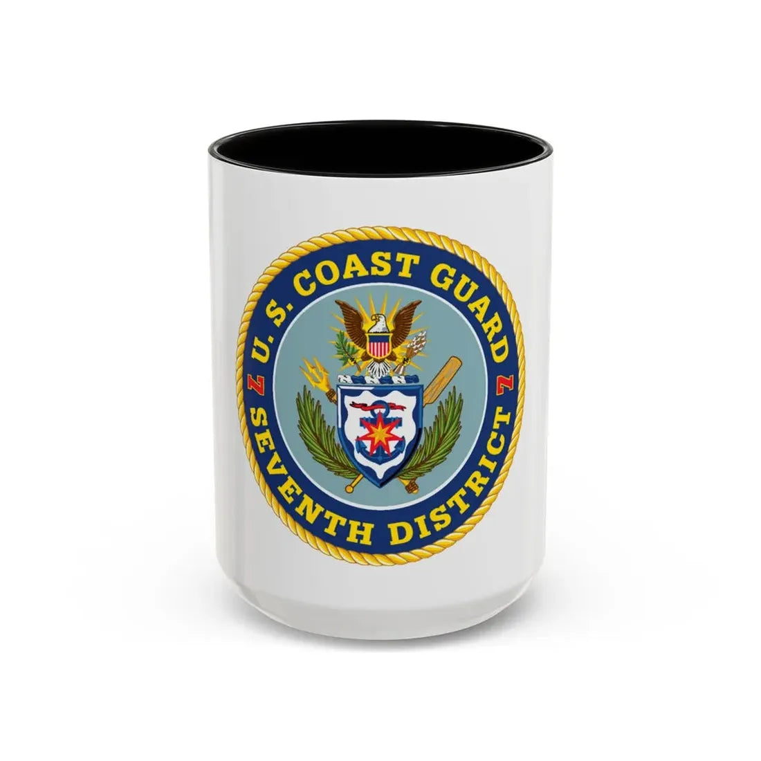 USCG Seventh District (U.S. Coast Guard) Accent Coffee Mug 15oz Black - Go Mug Yourself