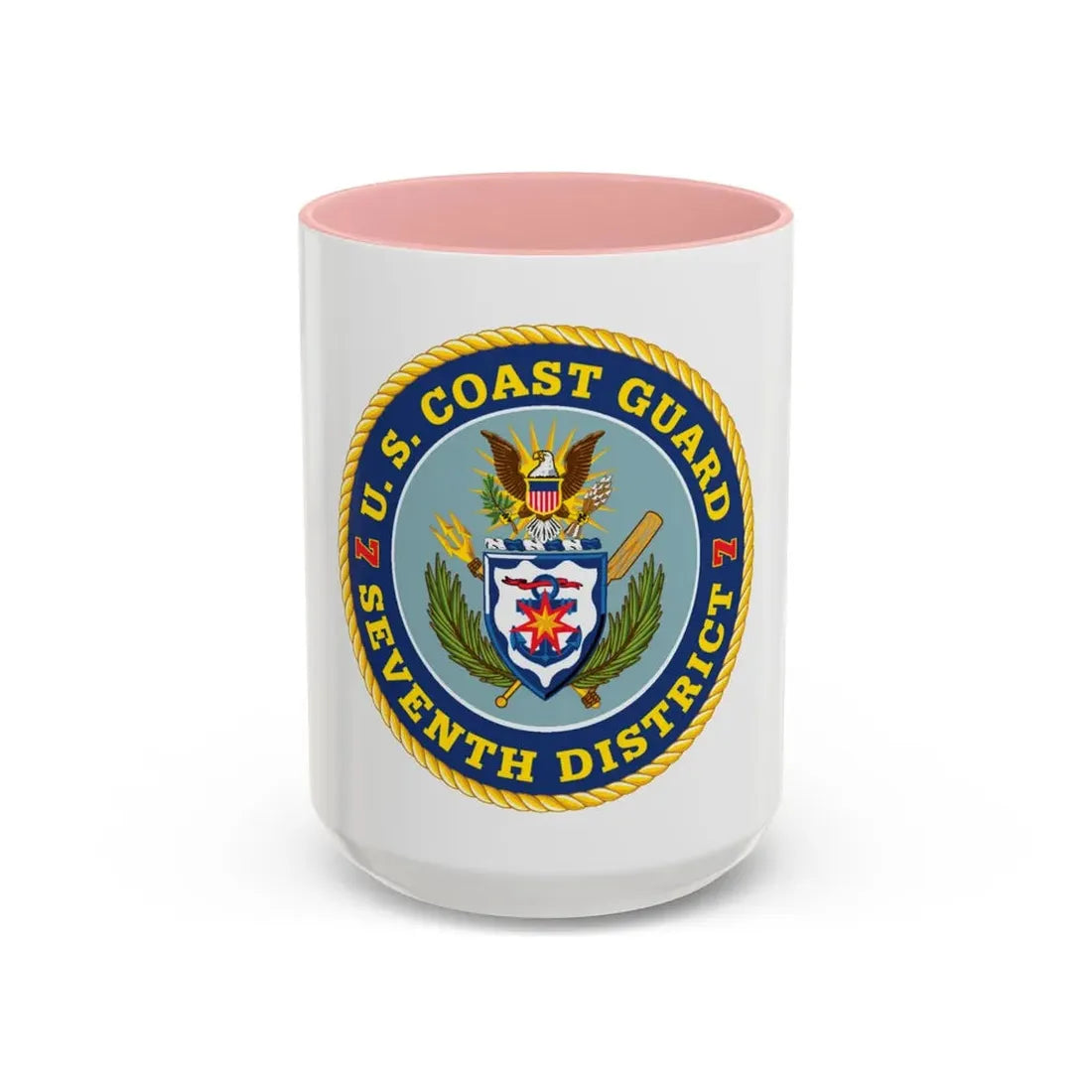 USCG Seventh District (U.S. Coast Guard) Accent Coffee Mug 15oz Pink - Go Mug Yourself