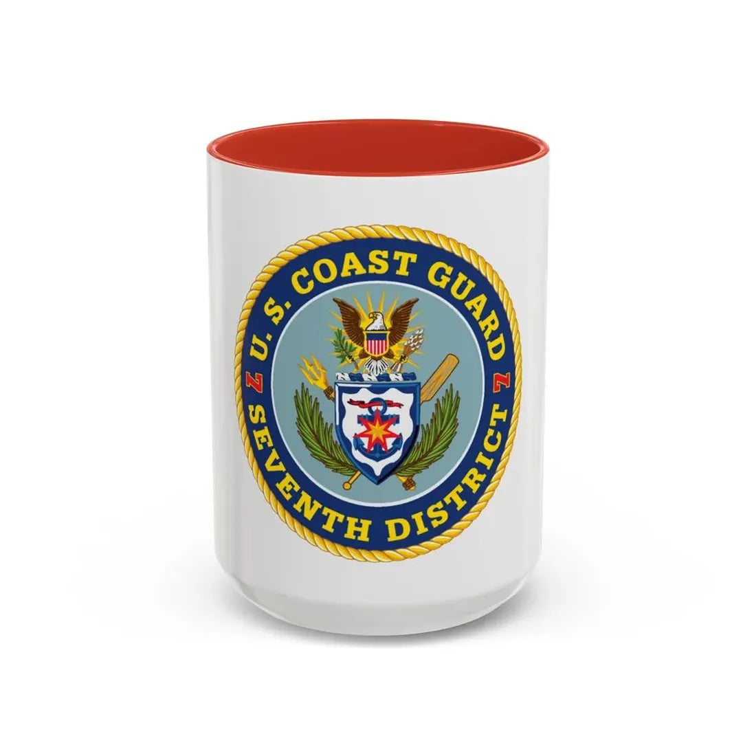 USCG Seventh District (U.S. Coast Guard) Accent Coffee Mug 15oz Red - Go Mug Yourself