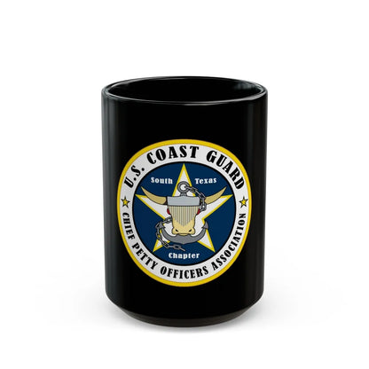 USCG South Texas CPOA (U.S. Coast Guard) Black Coffee Mug-15oz-Go Mug Yourself