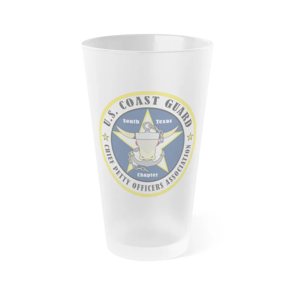 USCG South Texas CPOA (U.S. Coast Guard) Frosted Pint Glass 16oz-Go Mug Yourself