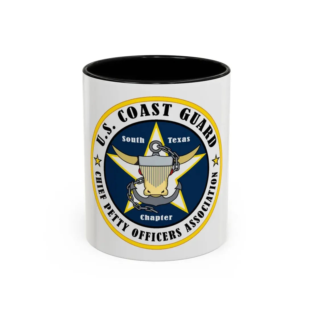 USCG South Texas CPOA (U.S. Coast Guard) Accent Coffee Mug 11oz Black - Go Mug Yourself