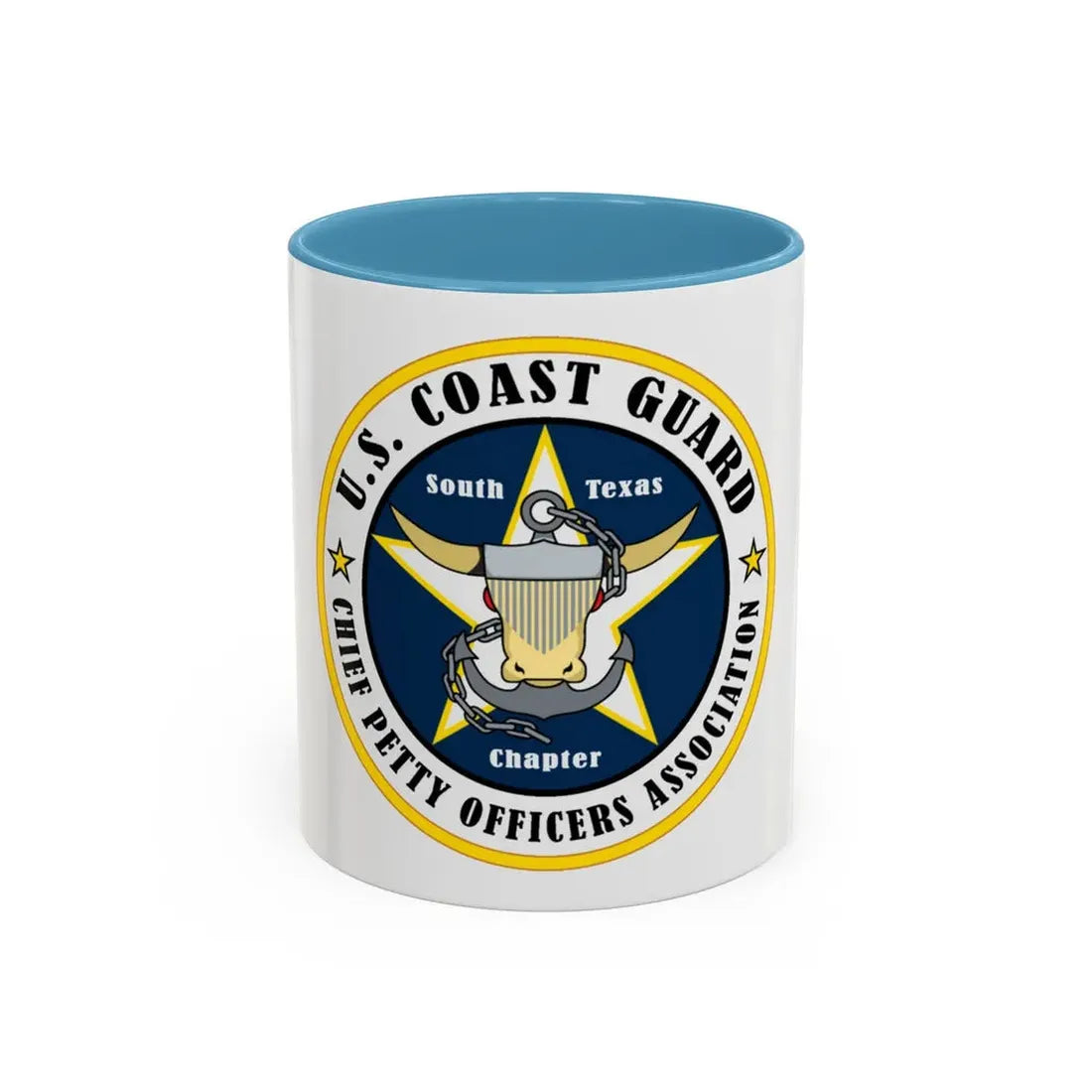 USCG South Texas CPOA (U.S. Coast Guard) Accent Coffee Mug 11oz Light Blue - Go Mug Yourself