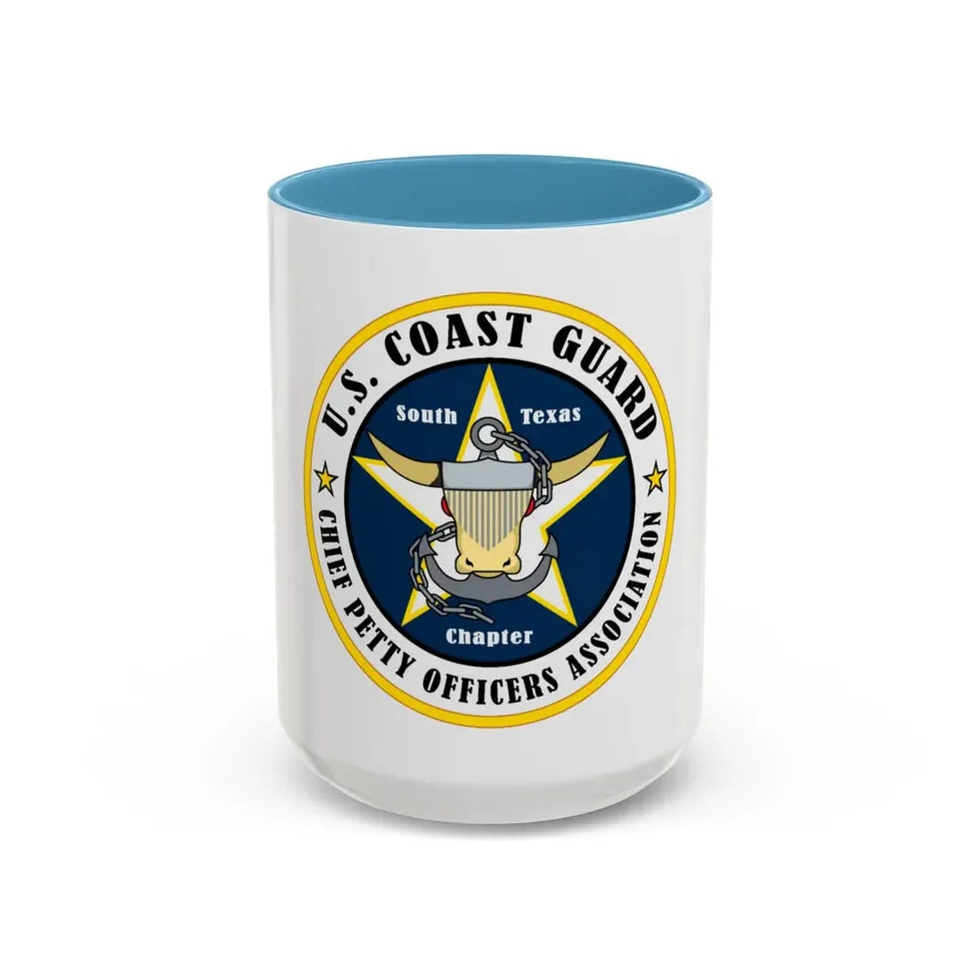 USCG South Texas CPOA (U.S. Coast Guard) Accent Coffee Mug 15oz Light Blue - Go Mug Yourself