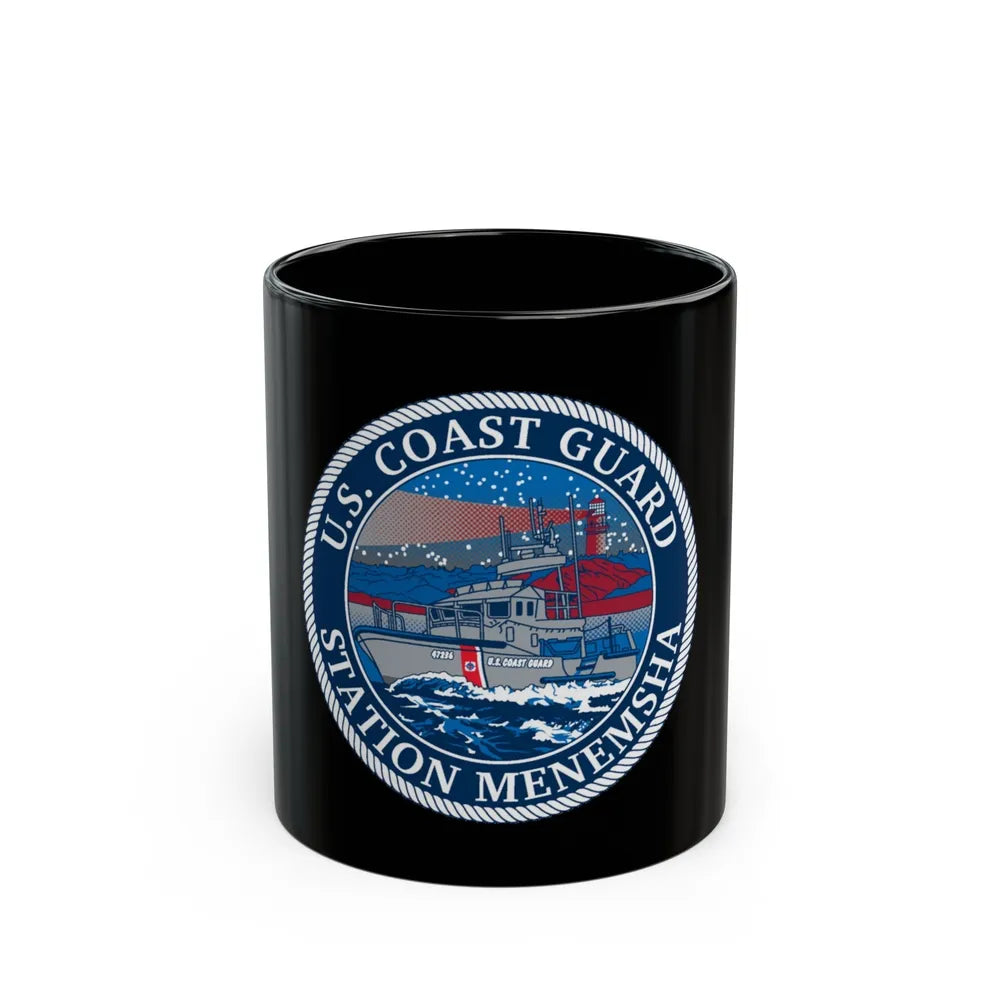 USCG STA MENEMSHA (U.S. Coast Guard) Black Coffee Mug-11oz-Go Mug Yourself