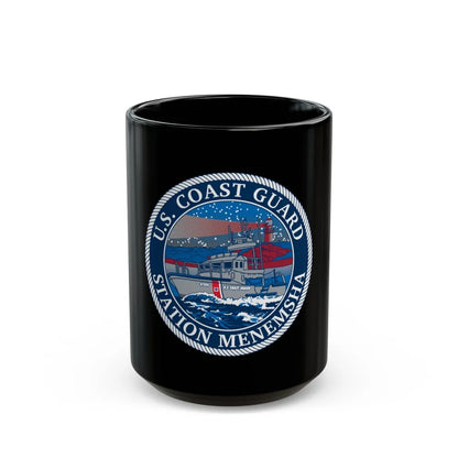 USCG STA MENEMSHA (U.S. Coast Guard) Black Coffee Mug-15oz-Go Mug Yourself