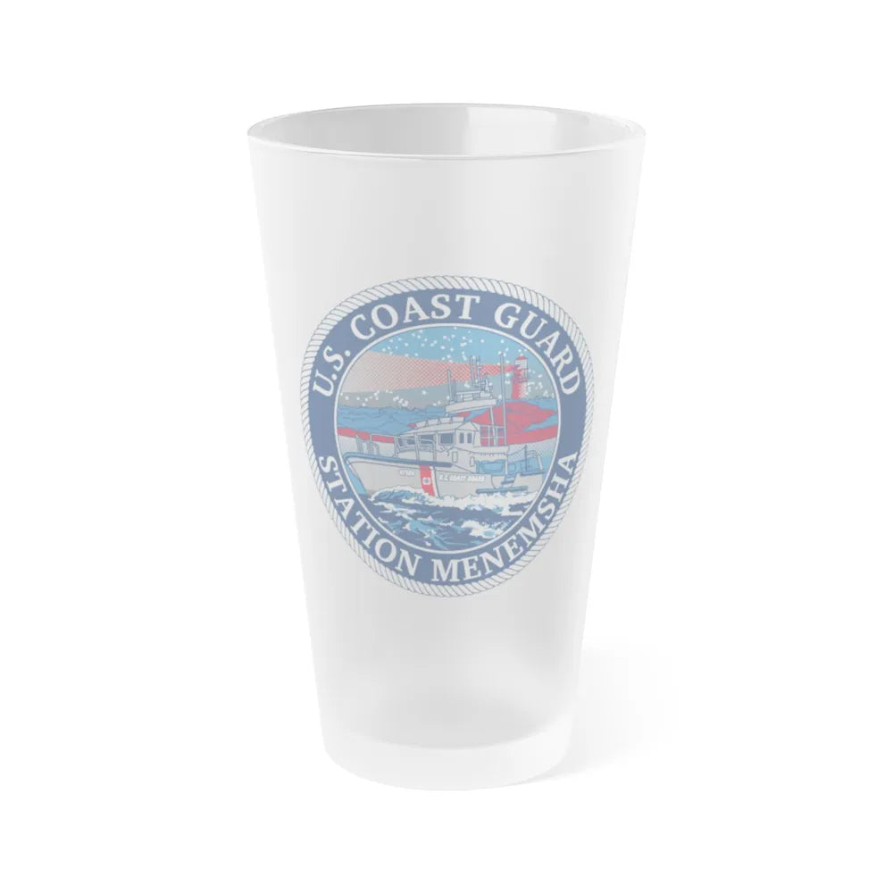 USCG STA MENEMSHA (U.S. Coast Guard) Frosted Pint Glass 16oz-Go Mug Yourself