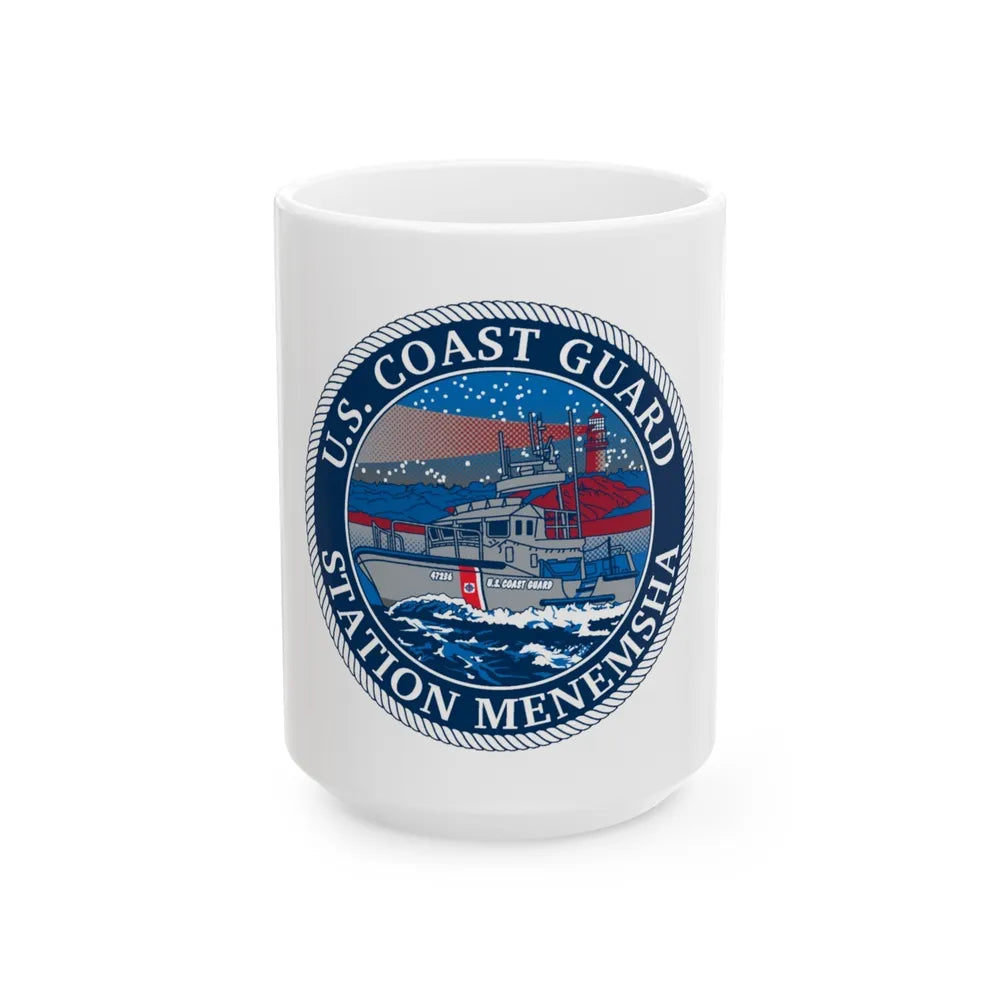 USCG STA MENEMSHA (U.S. Coast Guard) White Coffee Mug-15oz-Go Mug Yourself