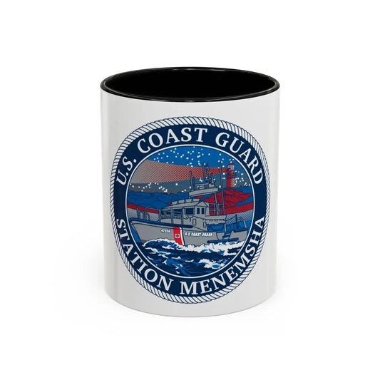 USCG STA MENEMSHA (U.S. Coast Guard) Accent Coffee Mug 11oz Black - Go Mug Yourself