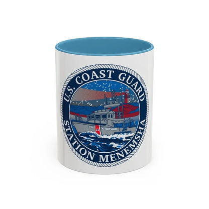 USCG STA MENEMSHA (U.S. Coast Guard) Accent Coffee Mug 11oz Light Blue - Go Mug Yourself