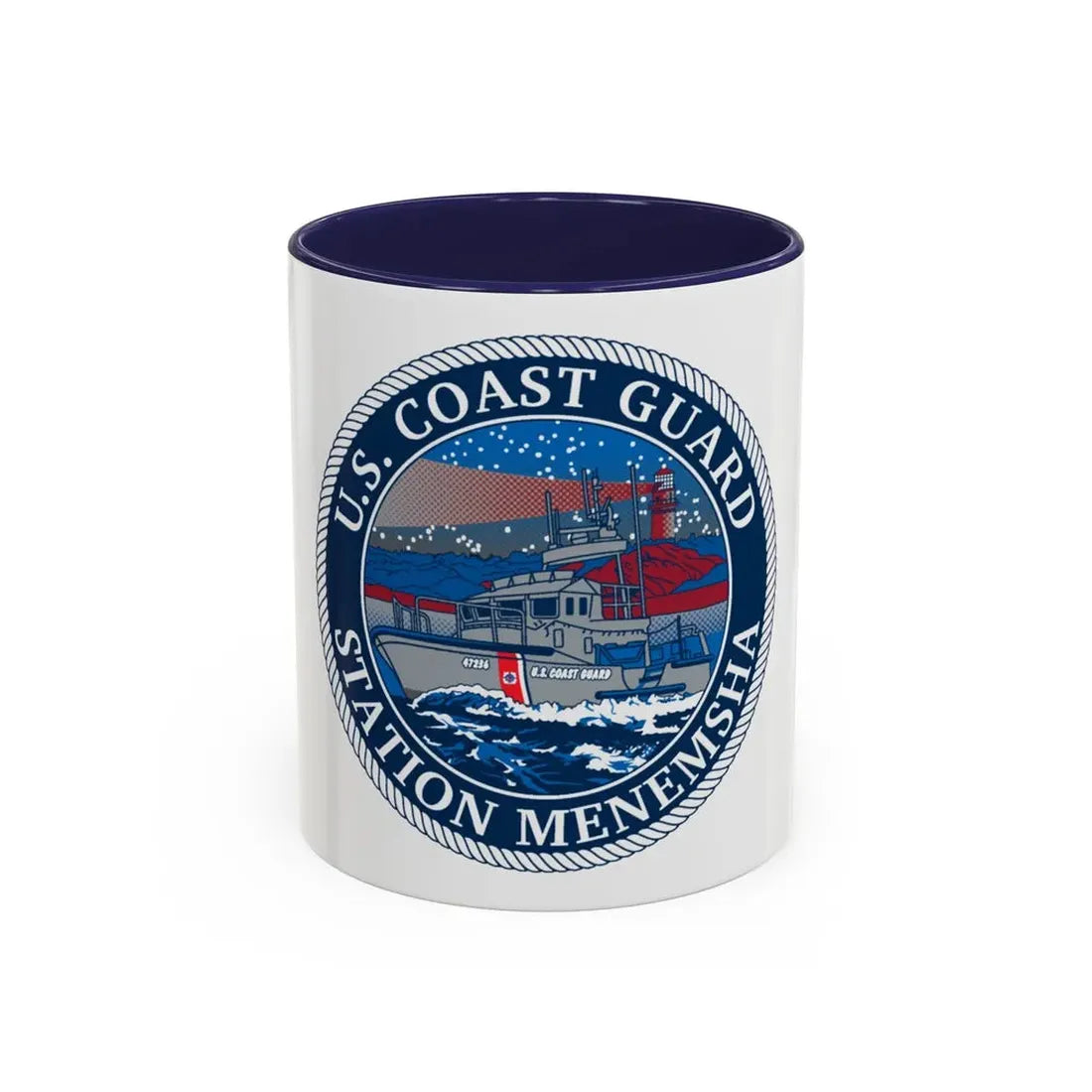 USCG STA MENEMSHA (U.S. Coast Guard) Accent Coffee Mug 11oz Navy - Go Mug Yourself