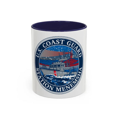 USCG STA MENEMSHA (U.S. Coast Guard) Accent Coffee Mug 11oz Navy - Go Mug Yourself