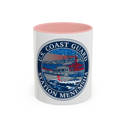 USCG STA MENEMSHA (U.S. Coast Guard) Accent Coffee Mug 11oz Pink - Go Mug Yourself