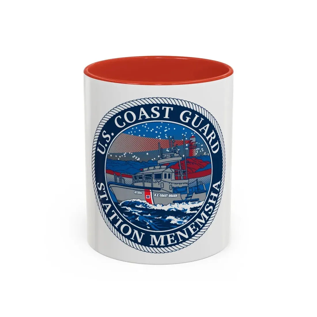 USCG STA MENEMSHA (U.S. Coast Guard) Accent Coffee Mug 11oz Red - Go Mug Yourself