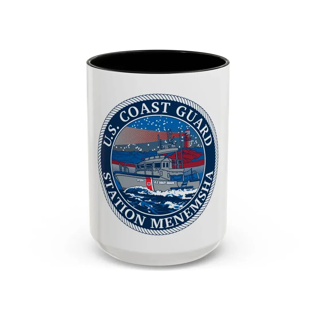 USCG STA MENEMSHA (U.S. Coast Guard) Accent Coffee Mug 15oz Black - Go Mug Yourself
