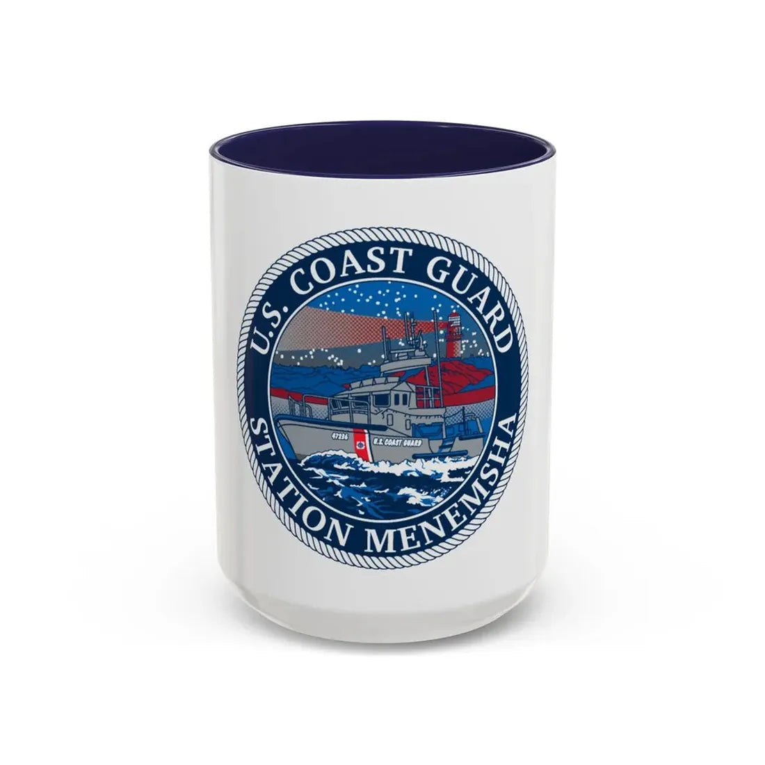 USCG STA MENEMSHA (U.S. Coast Guard) Accent Coffee Mug 15oz Navy - Go Mug Yourself