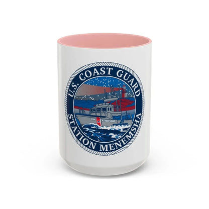 USCG STA MENEMSHA (U.S. Coast Guard) Accent Coffee Mug 15oz Pink - Go Mug Yourself