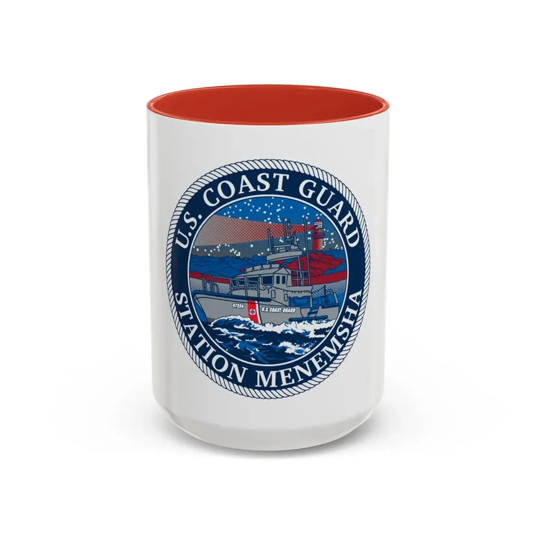 USCG STA MENEMSHA (U.S. Coast Guard) Accent Coffee Mug 15oz Red - Go Mug Yourself