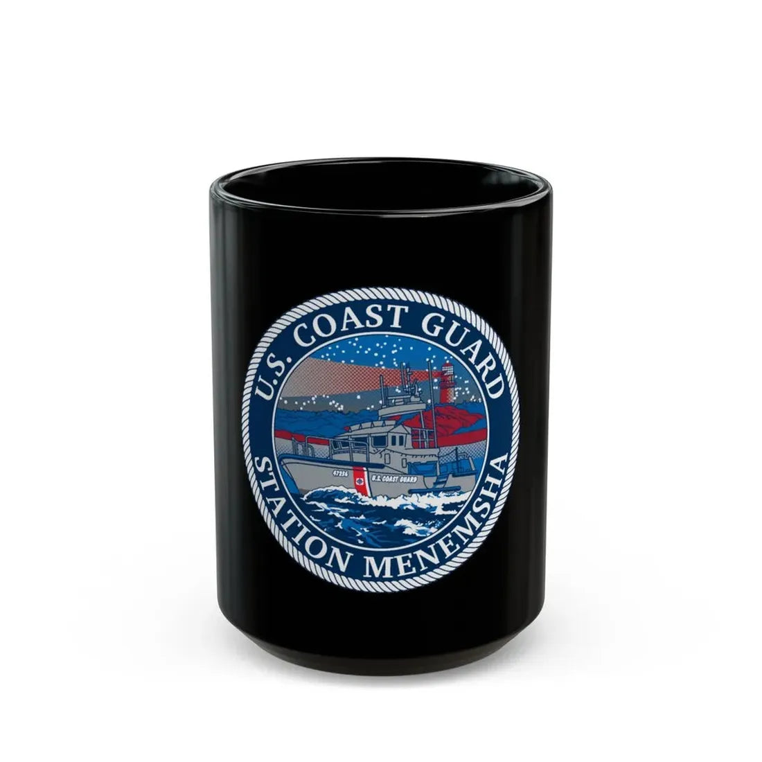 USCG STA MENEMSHA (U.S. Coast Guard) Black Coffee Mug 15oz - Go Mug Yourself