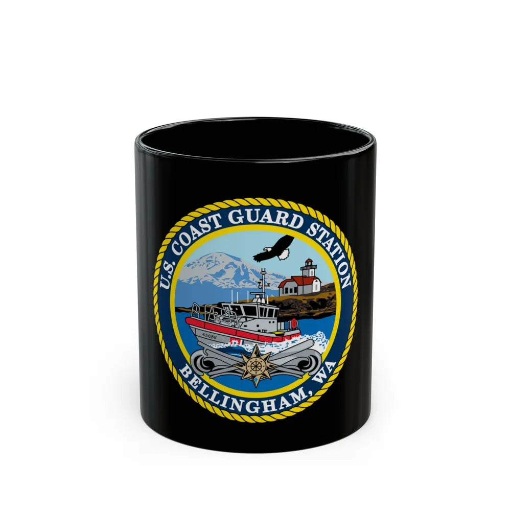 USCG Station Bellingham WA (U.S. Coast Guard) Black Coffee Mug-11oz-Go Mug Yourself