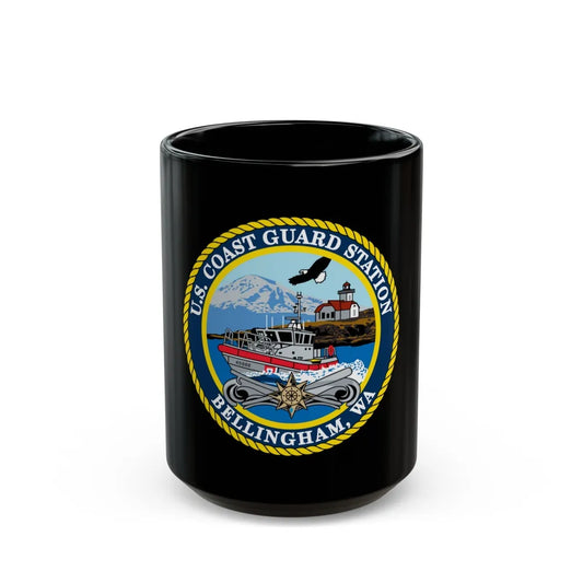 USCG Station Bellingham WA (U.S. Coast Guard) Black Coffee Mug-15oz-Go Mug Yourself