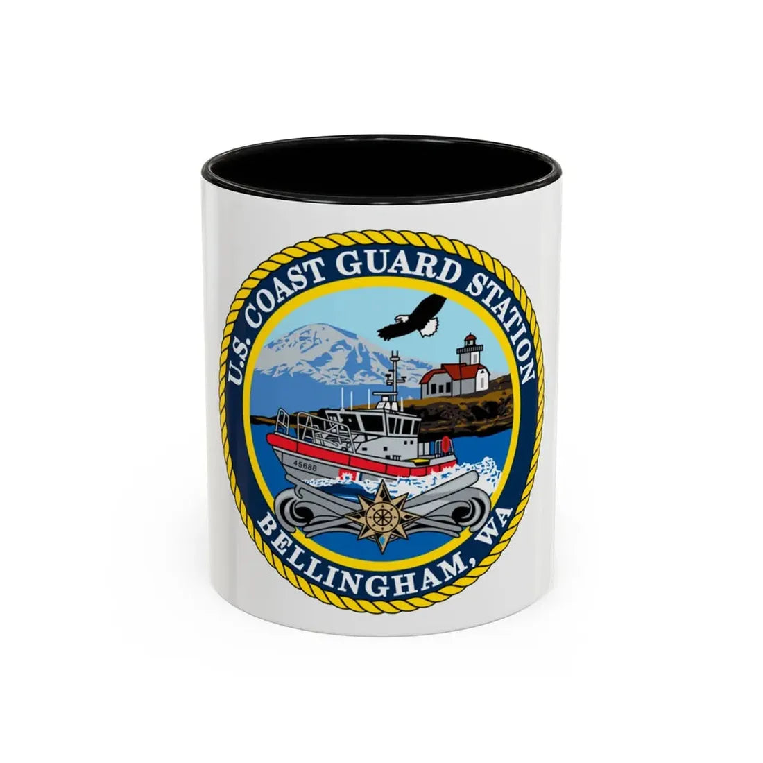 USCG Station Bellingham WA (U.S. Coast Guard) Accent Coffee Mug 11oz Black - Go Mug Yourself