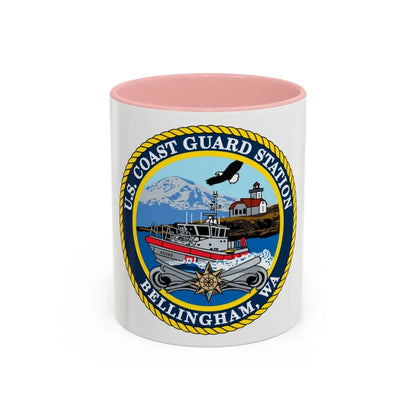 USCG Station Bellingham WA (U.S. Coast Guard) Accent Coffee Mug 11oz Pink - Go Mug Yourself