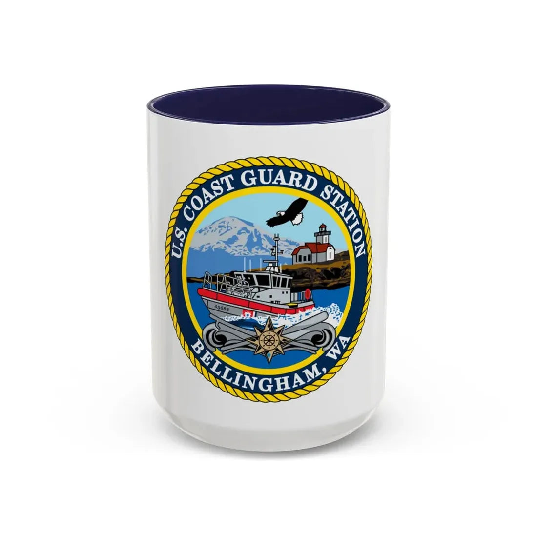 USCG Station Bellingham WA (U.S. Coast Guard) Accent Coffee Mug 15oz Navy - Go Mug Yourself