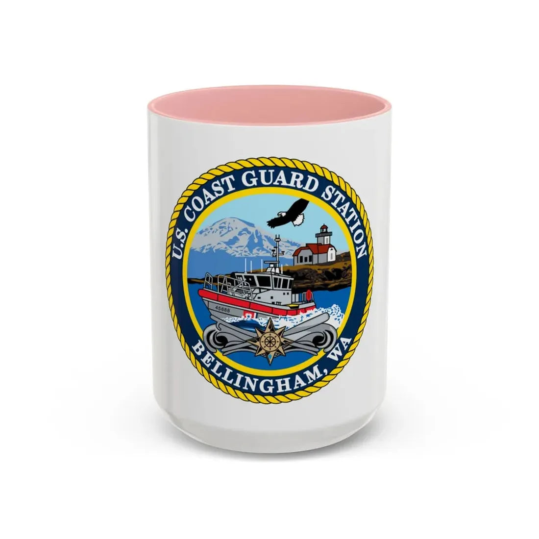 USCG Station Bellingham WA (U.S. Coast Guard) Accent Coffee Mug 15oz Pink - Go Mug Yourself